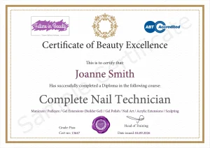 Future in Beauty Nail Technician Course Certificate Example Future in Beauty Nail Technician Course Certificate Example
